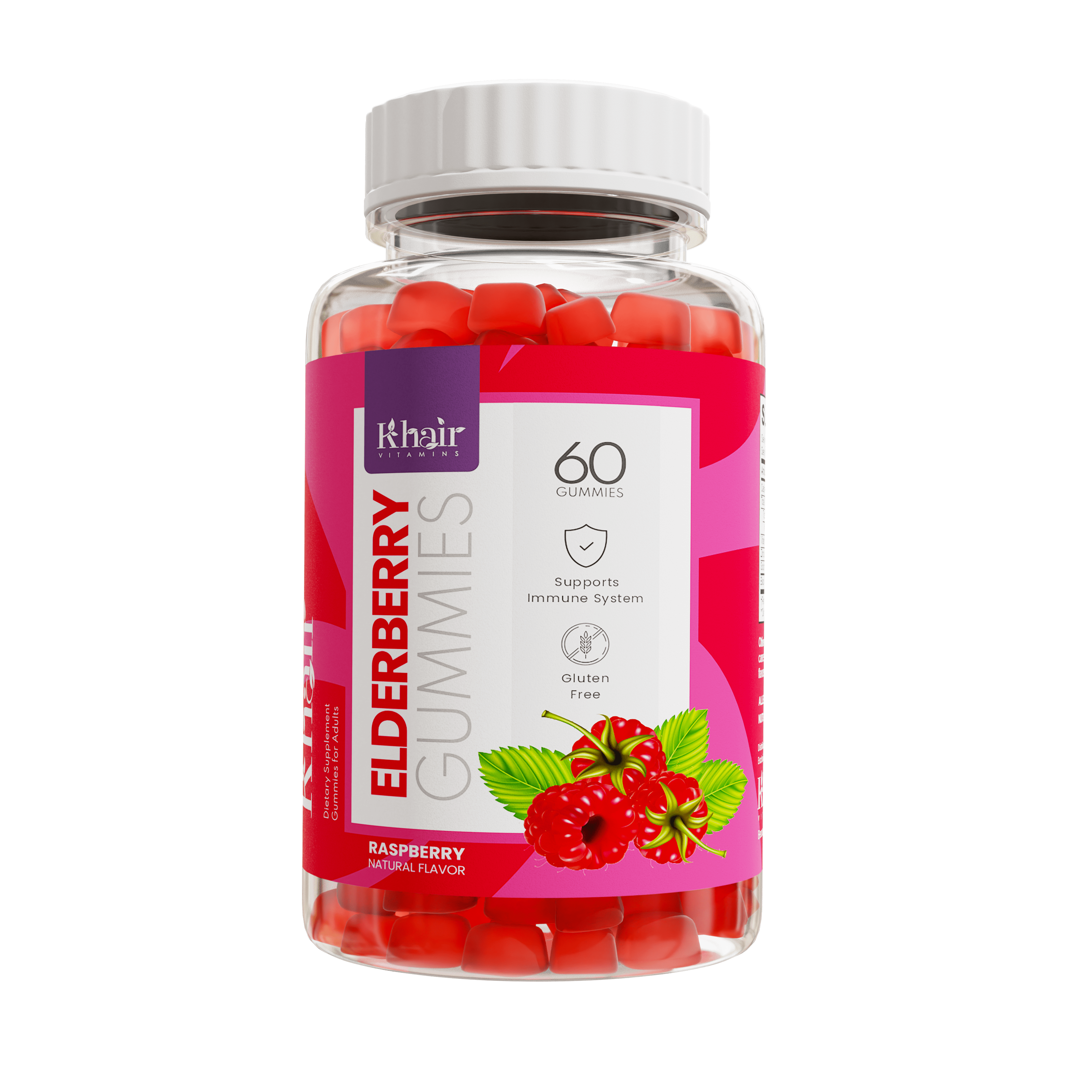 A bottle of Elderberry gummies used for immune health